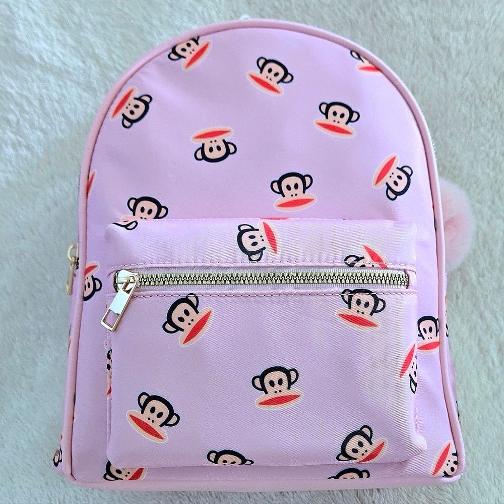 Paul Frank🐵 Backpack🎒 With Furry Pompom Bag Charm - NWT